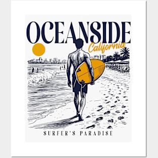 Vintage Surfing Oceanside, California // Retro Surfer Sketch // Surfer's Paradise Posters and Art